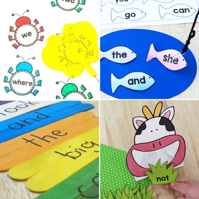 A photo collage showing Prep Sight Word Activities.