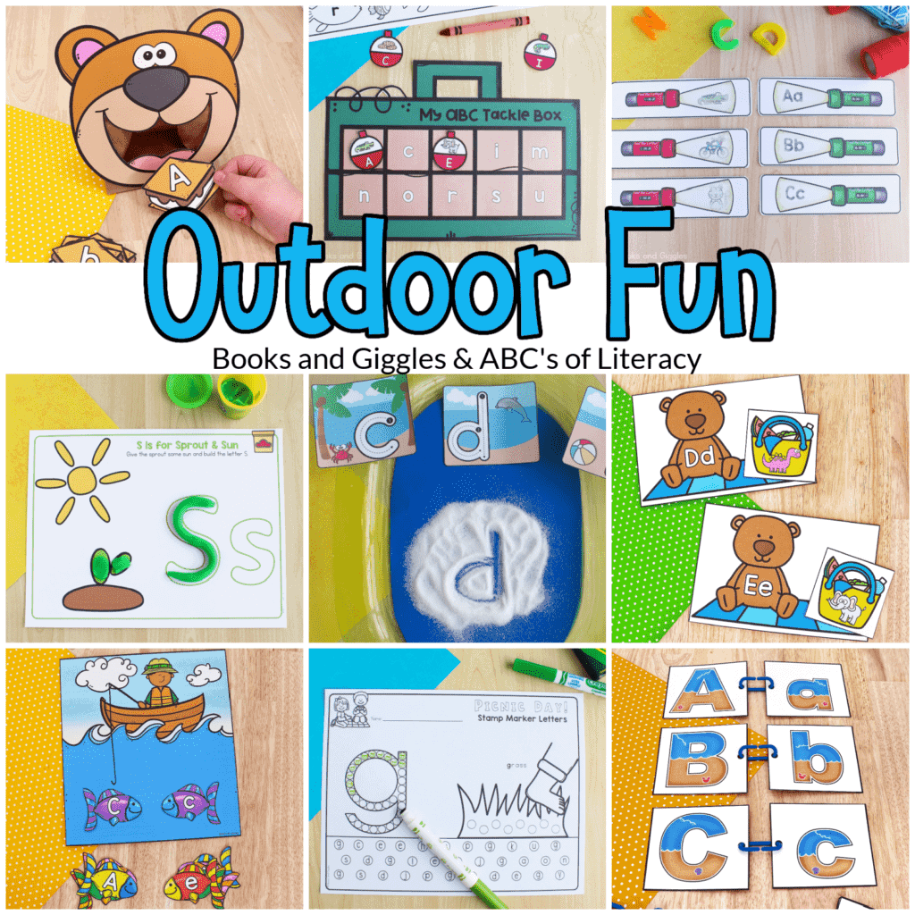 outdoor fun collage of printable activities
